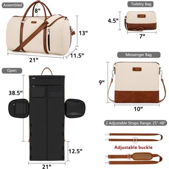 Convertible Garment Duffel Bag for Travel - Carry On Garment Bags - Picture 2 of 8